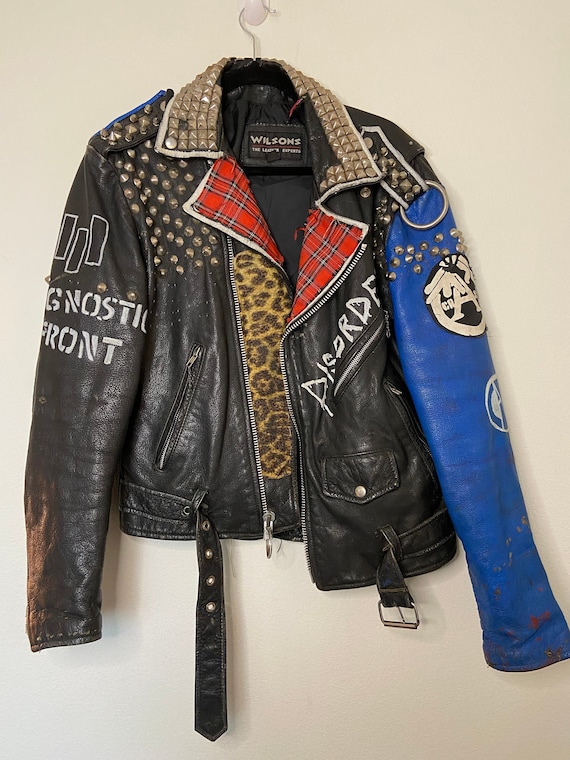 Painted punk leather best sale jacket