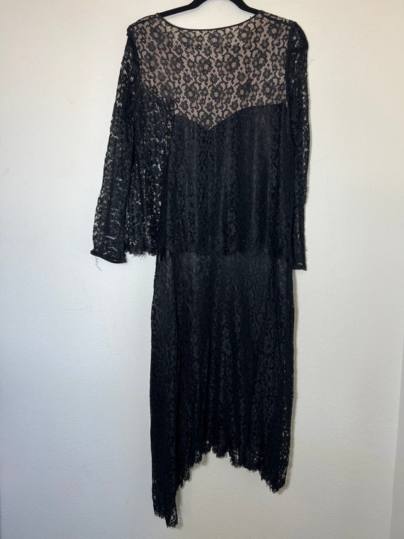 Vintage 1970's - 1980's Layered Black Lace Long Sl