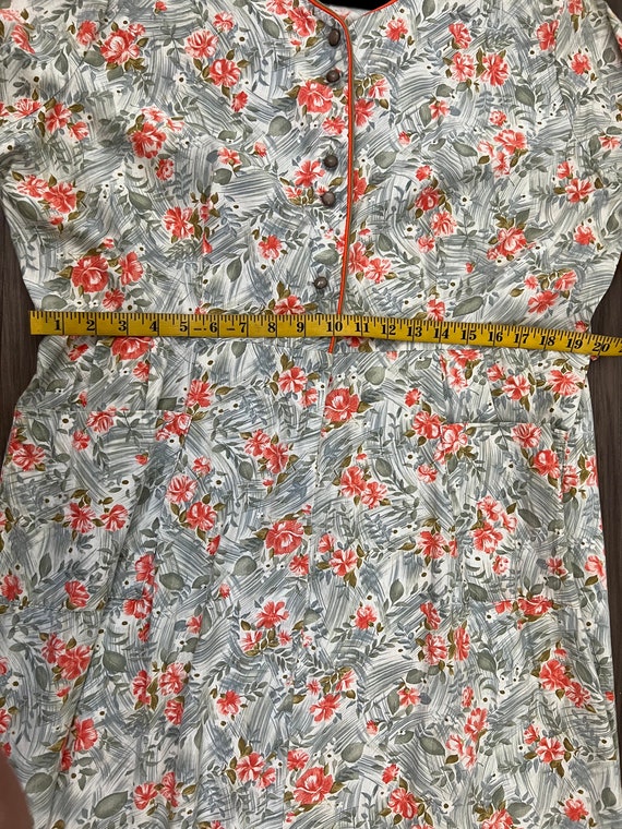 Vintage Floral Print Button Up Shirt Dress - image 8