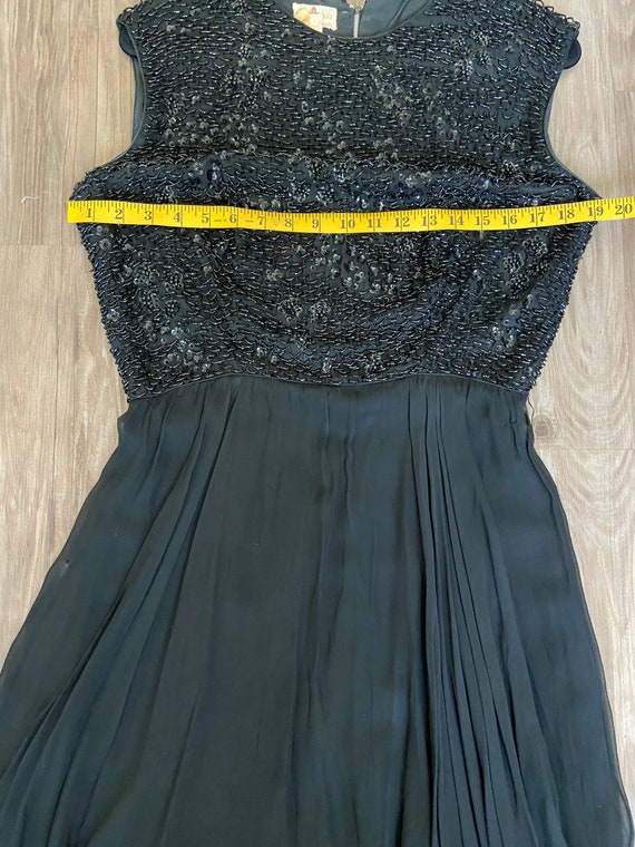 Vintage Little Black Beaded Cocktail Dress - image 10