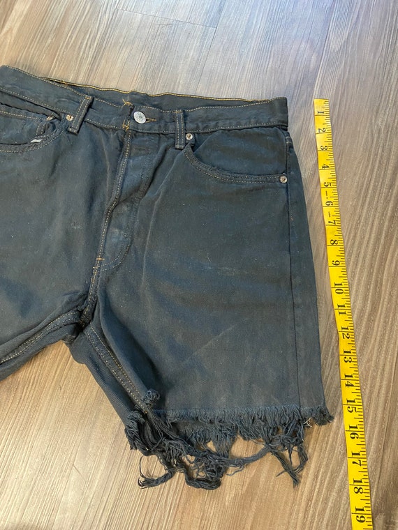 Vintage Levi's Distressed Black Cut Off Denim Jean Sh… Gem