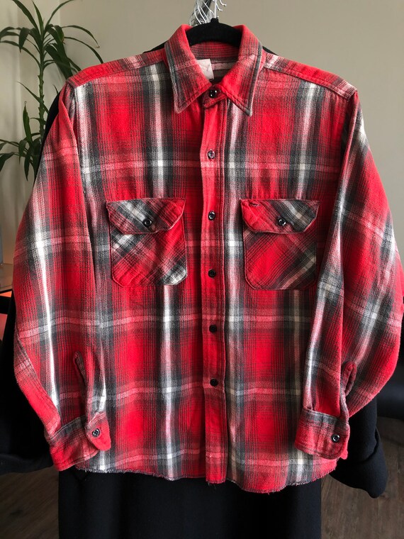 Vintage 1980's-1990's Red, White, and Black Plaid… - image 1