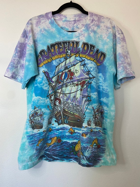 Grateful Dead, Shirts, Vintage Grateful Dead Liquid Blue Skeleton Shirt