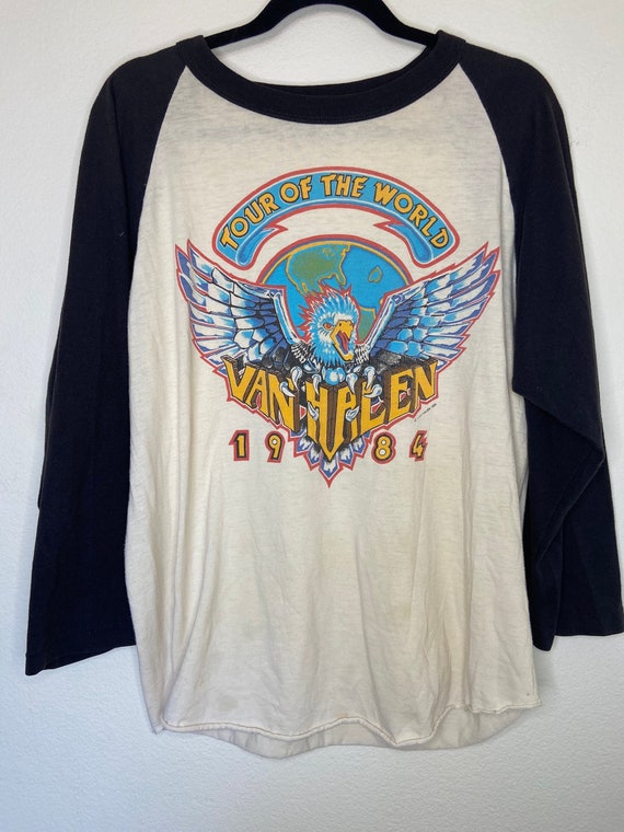 Vintage 1984 Van Halen Tour of the World Baseball Ragland T-shirt