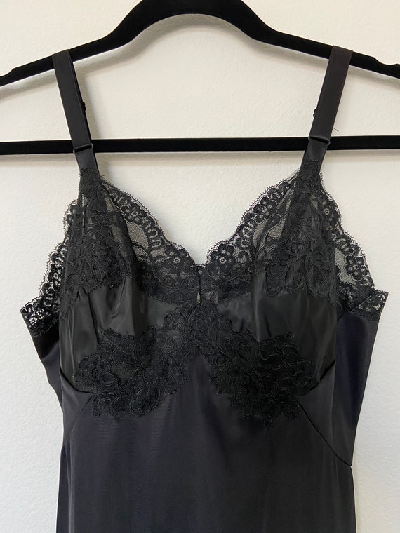 Vintage 1960's Baronet Black Nylon Lace Slip - image 2