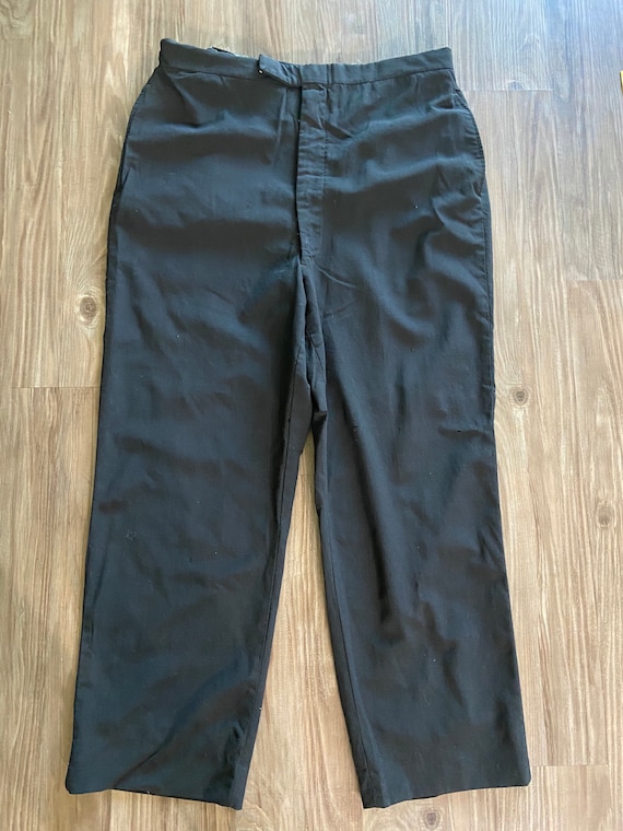 Vintage Trouser Pants with Leather Suspender Patch