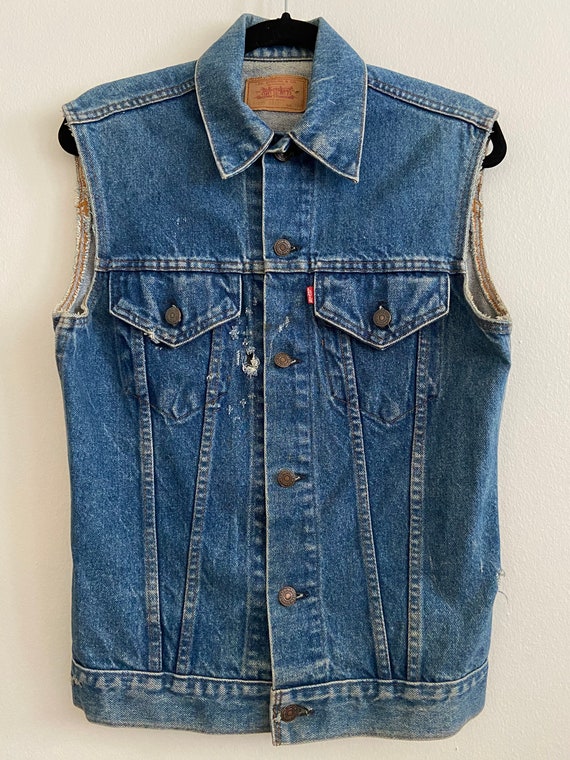 Vintage Levi's 2 Pocket Dark Denim Jean Jacket Cu… - image 1