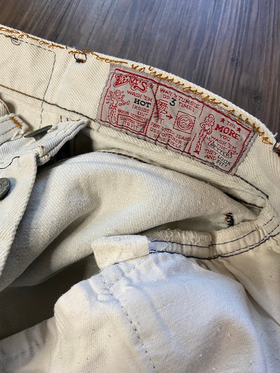 Vintage Levi's White Shrink to Fit Cut Off Denim … - image 3