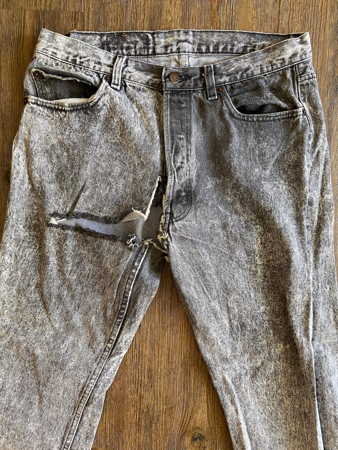 Vintage 501 Levi's Denim Jeans W. Ripped Crotch Etsy