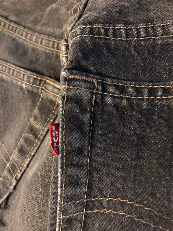 Vintage High Waisted LEVI Button Up Black Jean Cu… - image 8