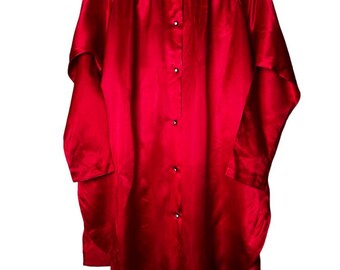 Vestido camisero extragrande rojo estilo Mary Jane de Corey of California, estilo vintage de los años 70.