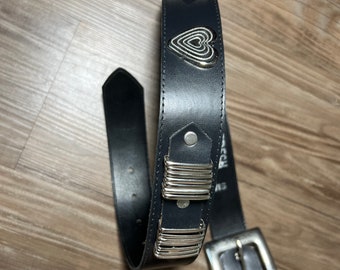 Vintage Absolutely Fresh Genuine Leather Heart Studded Belt