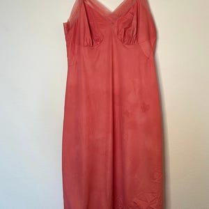 Vintage 1960&#39;s Vanity Fair Coral Orange Slip Dress Lingerie