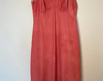 Vintage 1960&#39;s Vanity Fair Coral Orange Slip Dress Lingerie