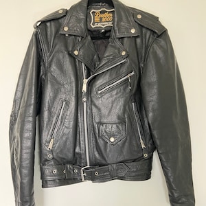 Vintage Leather 2000 Classic Biker Leather Jacket zdjęcie 1