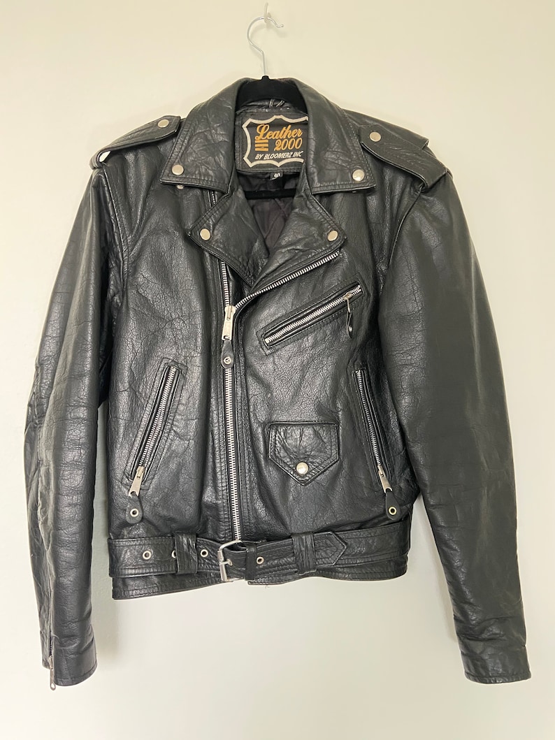 Vintage Leather 2000 Classic Biker Leather Jacket zdjęcie 1