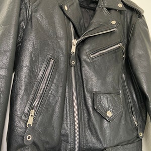 Vintage Leather 2000 Classic Biker Leather Jacket image 2