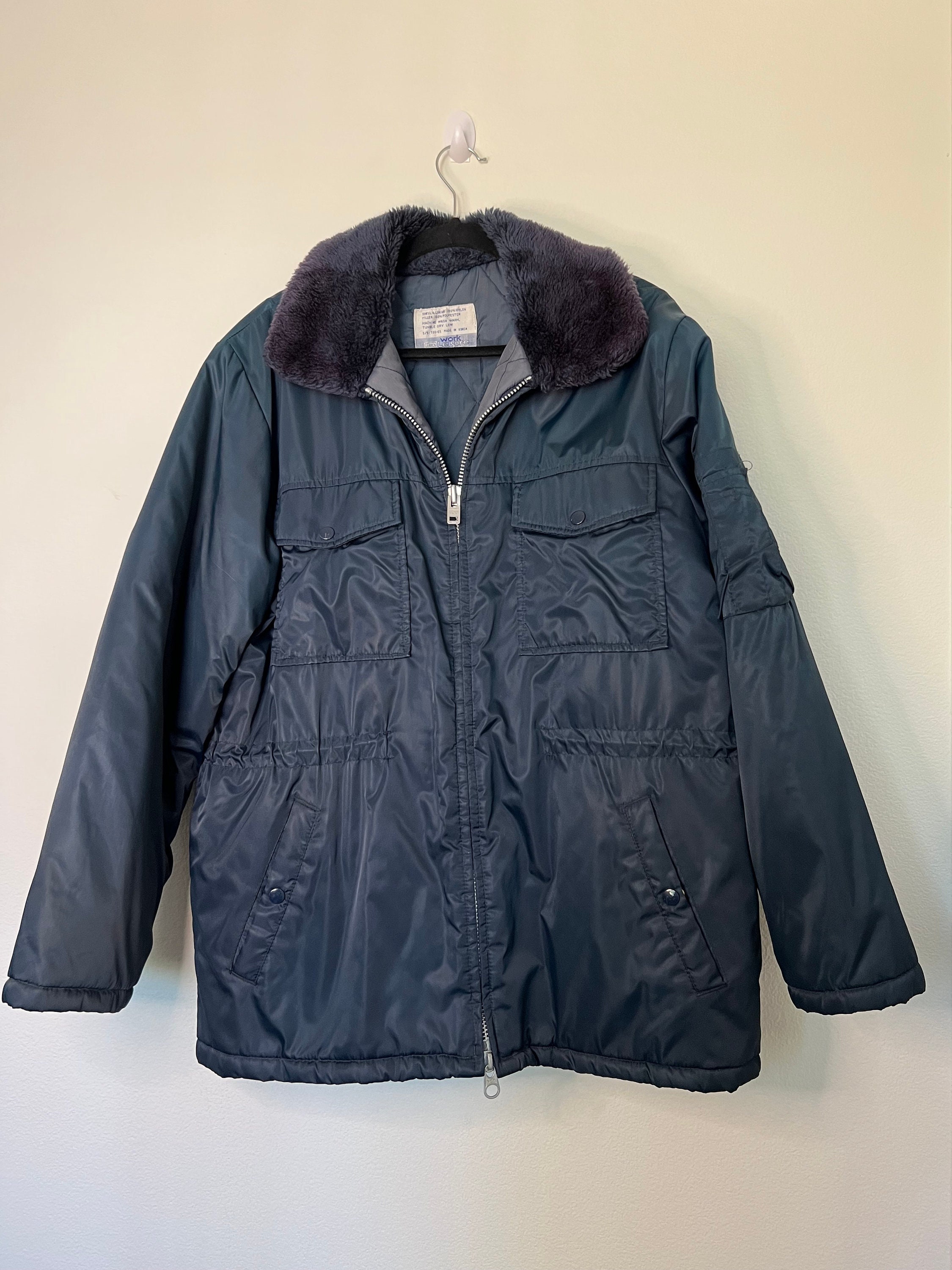 Vintage Sears Work Leisure Jacket Fur Collar Size Medium