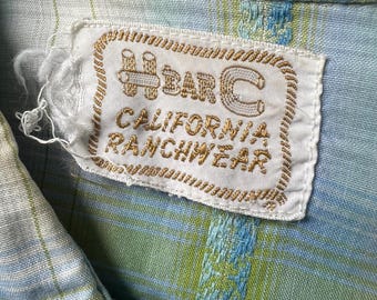 Vintage 1950's-1960's H Bar C California Ranchwear Pearl Snap Button Up Long Sleeve Shirt