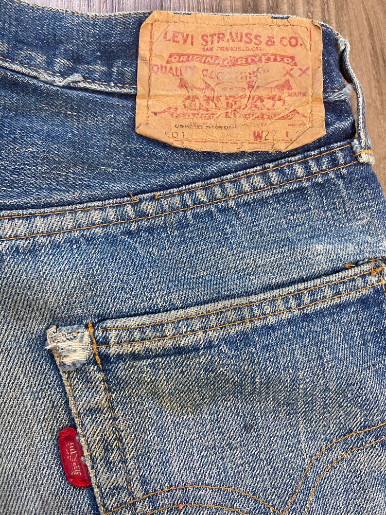 Vintage Levi's 501 BIG E Redlines Short Short Cut Off Denim Blue Jean Shorts image 5