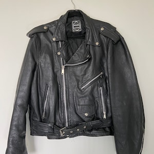 Vintage &quot;Genuine Leather&quot; Classic Biker Leather Jacket