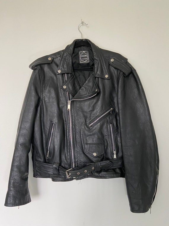 Vintage "Genuine Leather" Classic Biker Leather Ja