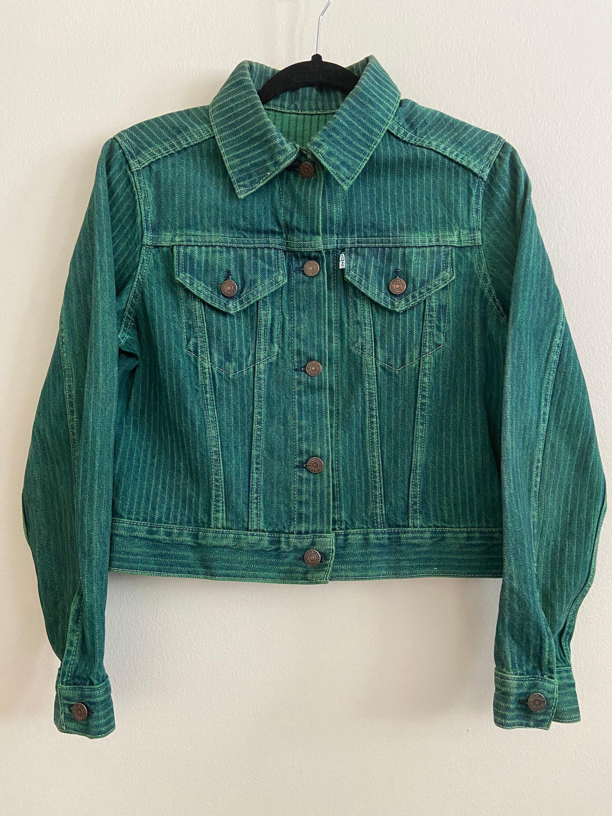 Green Denim Jacket - Etsy Green Denim Jacket - Etsy