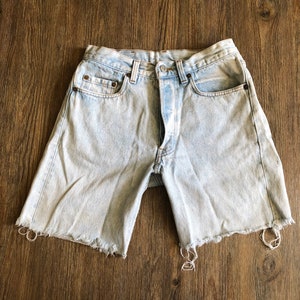 Vintage High Waisted Light Blue Acid Washed 501 Button Up LEVI Jean Cutoff Shorts