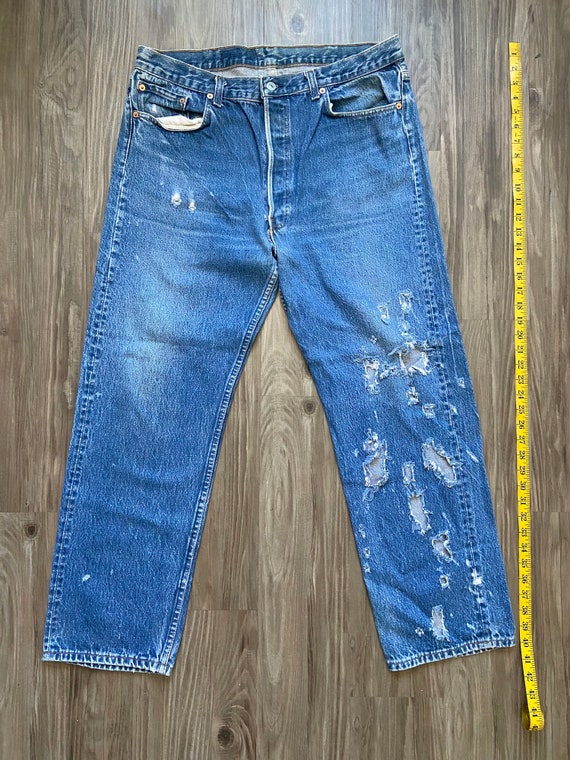 Vintage Levi's 501 Holy Distressed Denim Jeans - image 8