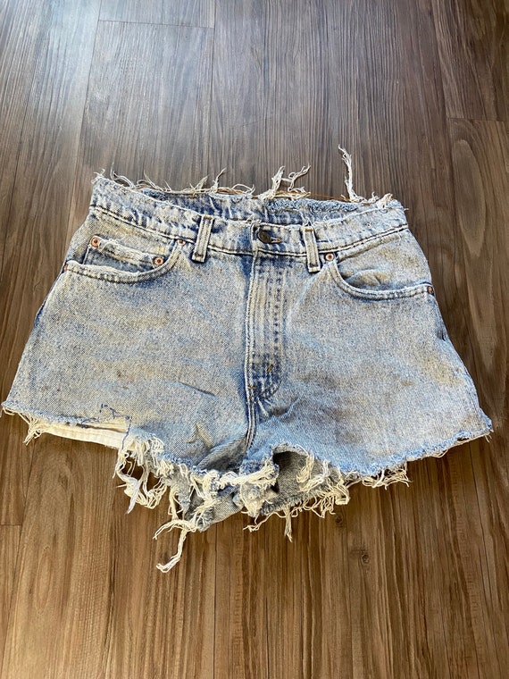 Vintage Levi's Super Stringy Patched Denim Jean S… - image 1