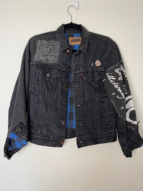 Vintage Black 4 Pocket Custom Levi's Jacket with … - image 5