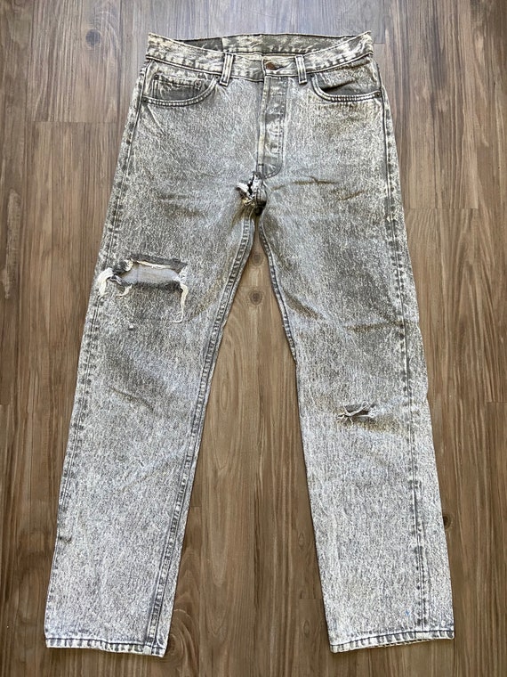 Vintage Levi's Black 501 Distressed Holy Denim Jea