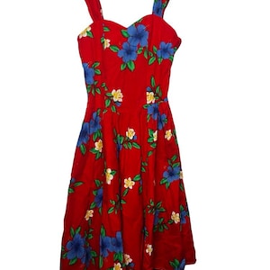 fitted lace wedding dress Blue & Red Floral Print Corset Mini Dress by Sky to Moon main image 0