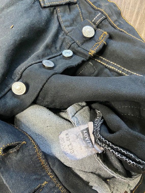 Vintage Levi's Distressed Black Cut Off Denim Jean Sh… Gem