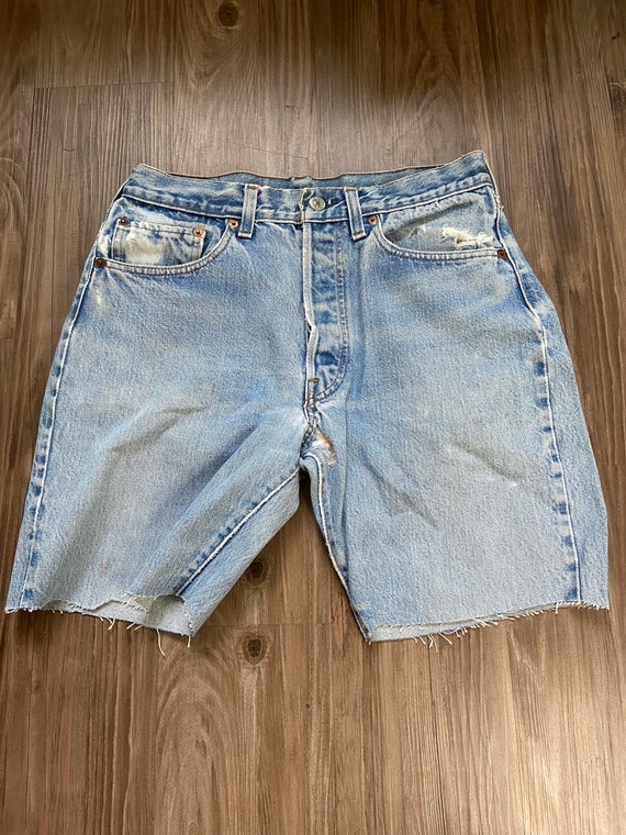 Vintage Levi's 501 Faded and Repaired Redlines Cut