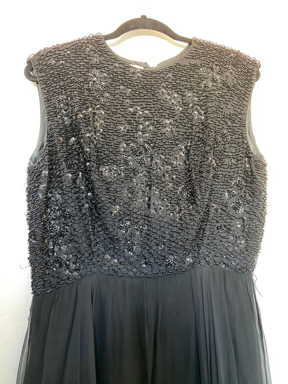 Vintage Little Black Beaded Cocktail Dress - image 2