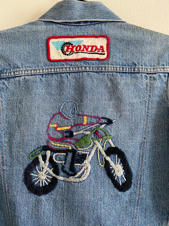 Vintage Levi's 705 Embroidered Chain Stitch Honda Patched