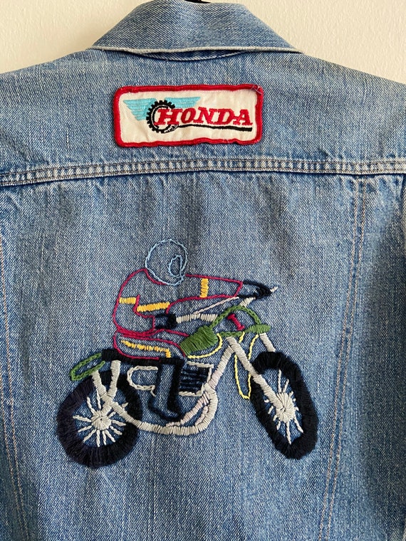 Vintage Levi's 705 Embroidered Chain Stitch Honda… - image 2