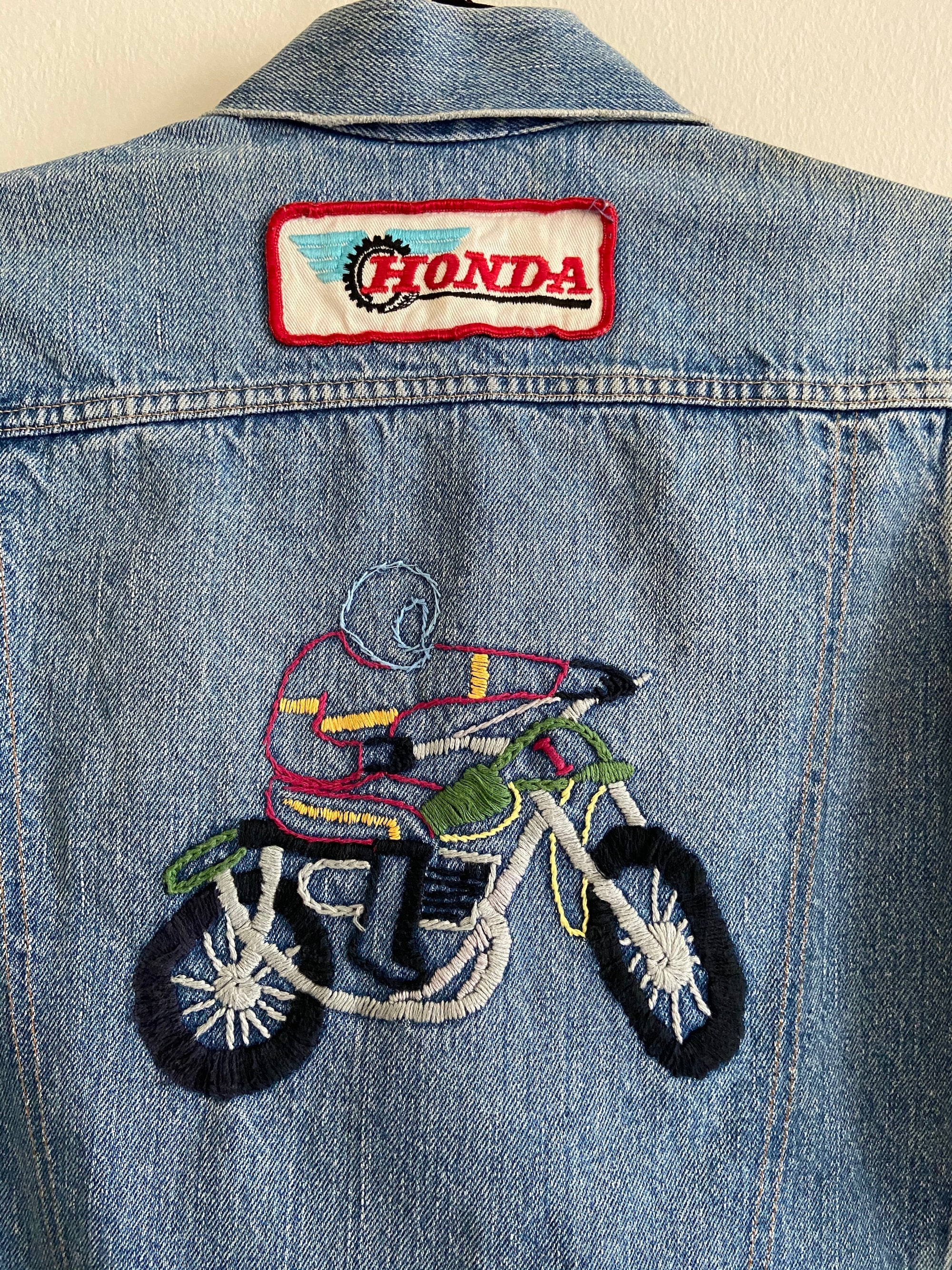 Vintage Levi's 705 Embroidered Chain Stitch Honda Patched