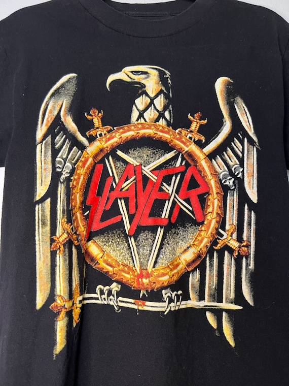 Slayer 'Reign in Blood' Hockey Jersey, Black/Red/Gold / XL