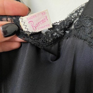Vintage 1960&#39;s Baronet Black Nylon Lace Slip