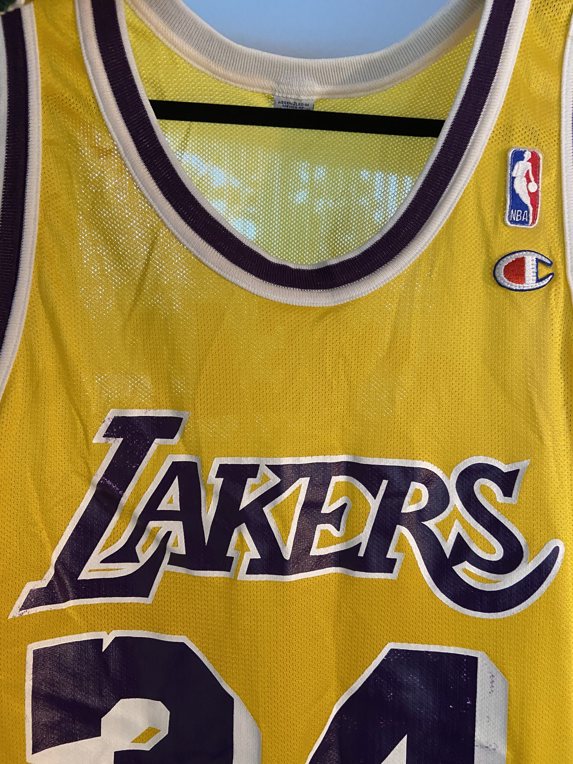 Vintage NBA Shaquille O'neal Purple Champion Lakers Jersey Number 34 Size 48