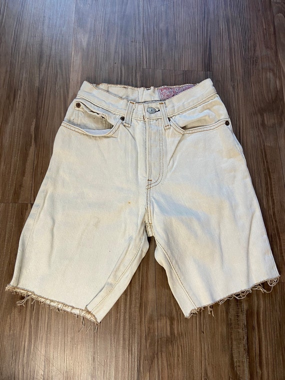 Vintage Levi's White Shrink to Fit Cut Off Denim … - image 1