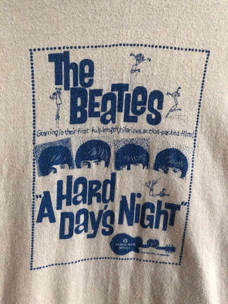 Vintage Single Stitch "Hard Days Night" Beatles Movie T-Shirt ('64) image 2