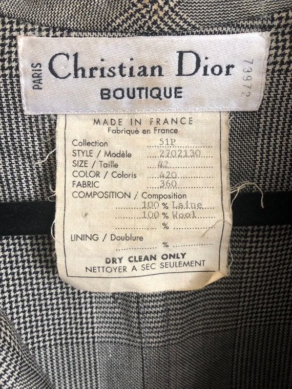 Vintage CHRISTIAN DIOR Plaid Suit Jacket w. Bakel… - image 3