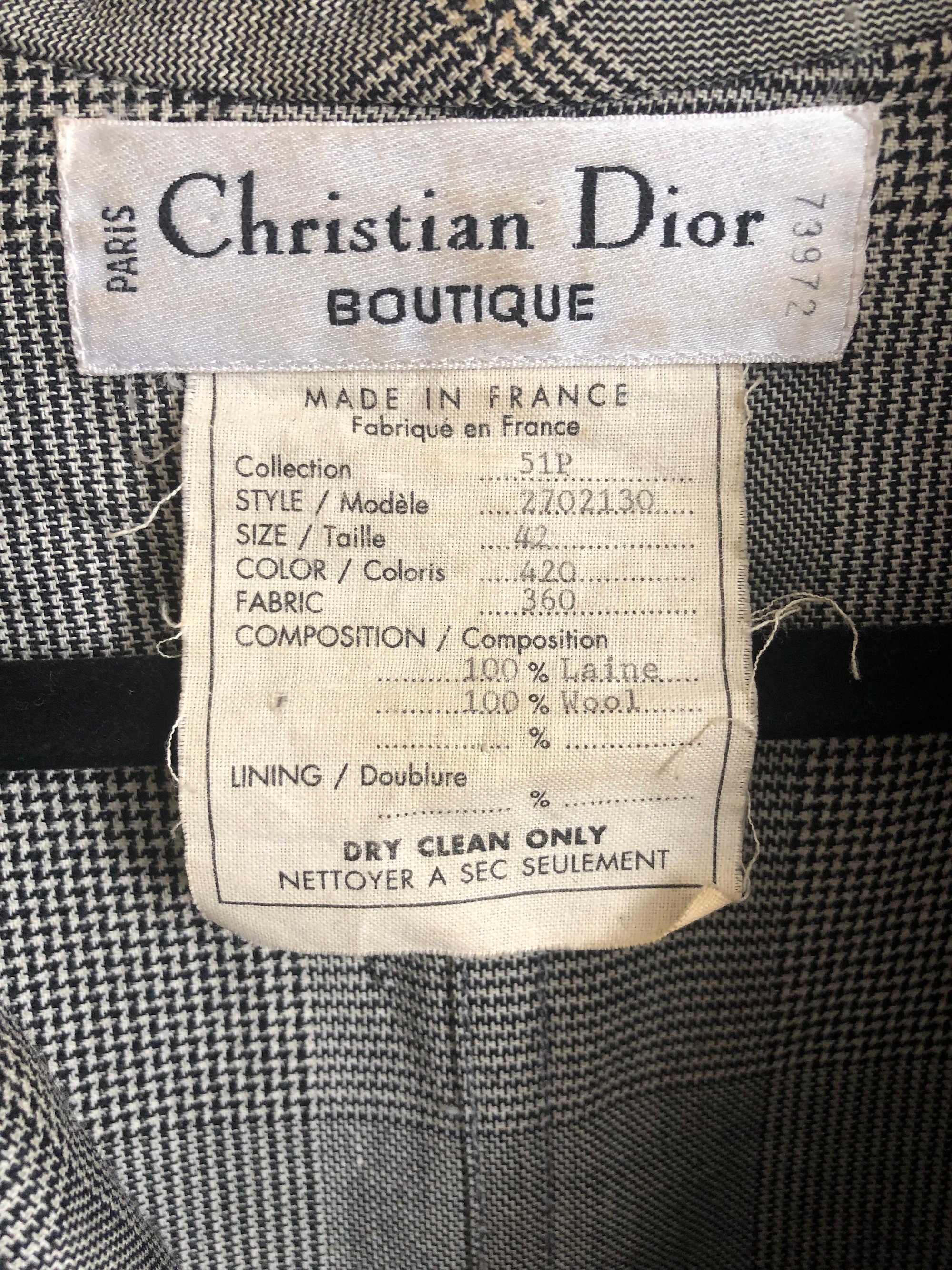 Vintage CHRISTIAN DIOR Plaid Suit Jacket W. Bakelite Buttons