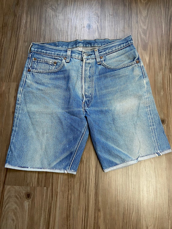 Vintage Levi's 501 Redlines Cut Off Cuffed Denim … - image 1