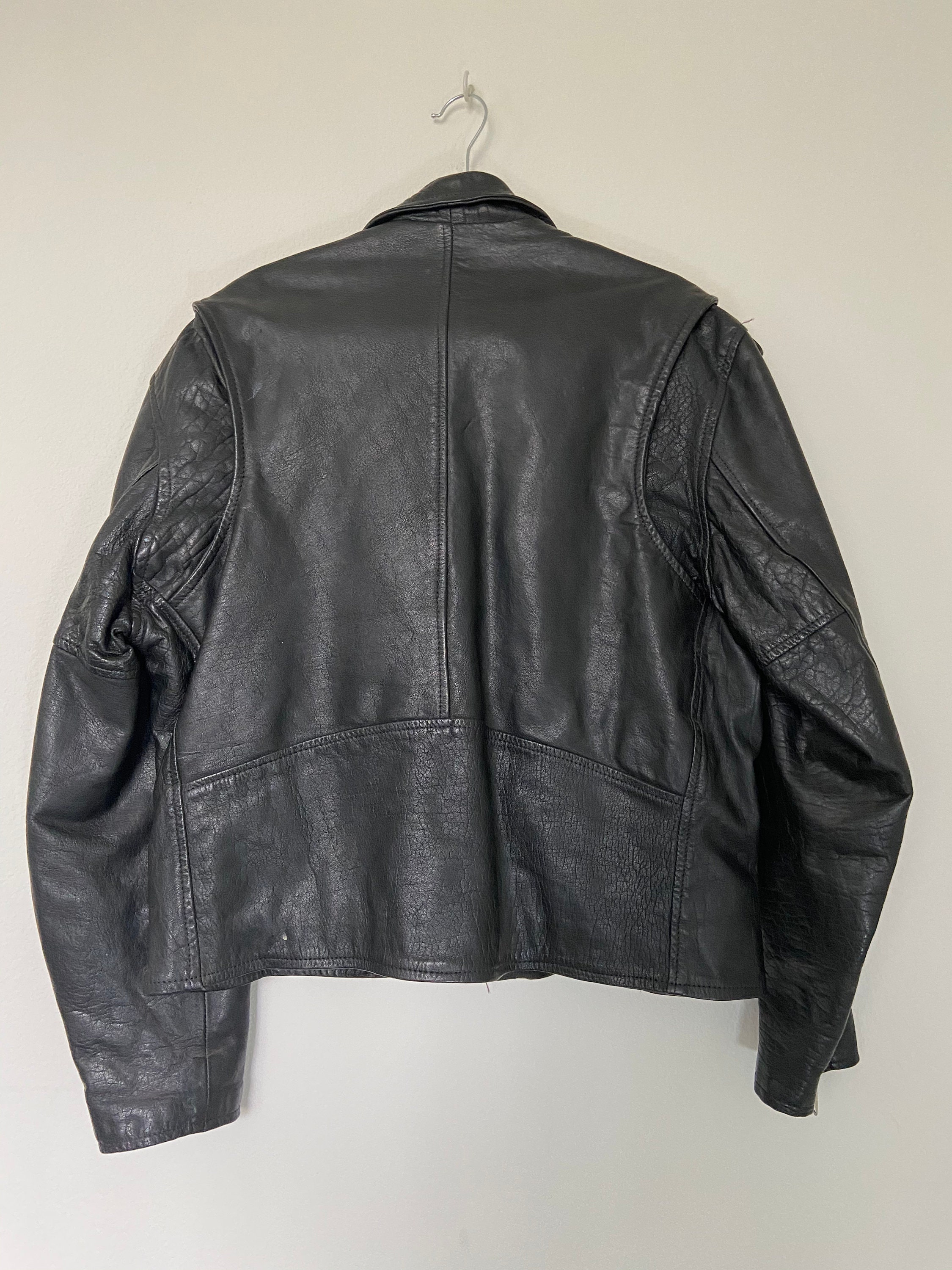 Vintage genuine Leather Classic Biker Leather Jacket - Etsy