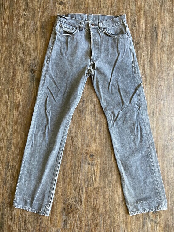 Vintage 501 Levi's Light Wash Black Denim Jeans