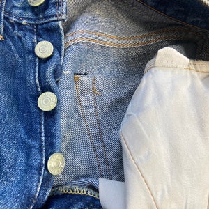 Vintage Levi's 501 BIG E Redlines Short Short Cut Off Denim Blue Jean Shorts image 3